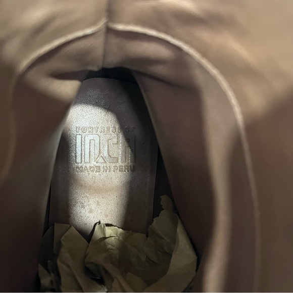 Fortress of Inca tan leather slip on ankle boots black Peruvian woven detail 9 - Picture 9 of 11